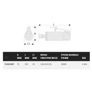 soldes luxe Meuleuse Pneumatique Droite à Pince 6 Mm Avec Extension D’arbre Facom V.DGE300F 6